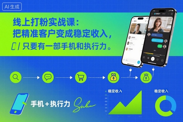 线上打粉实战课：把精准客户变成稳定收入，只要有一部手机和执行力-小鹏项目网