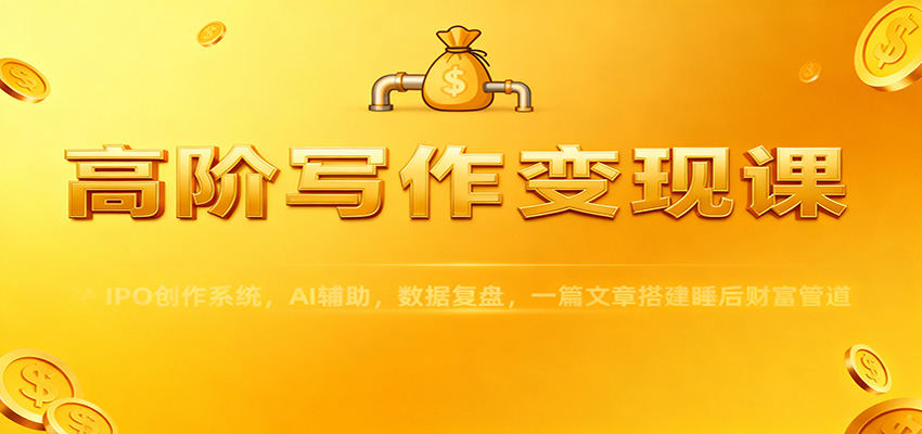 高阶写作变现课：IPO创作系统，AI辅助，数据复盘，一篇文章搭建睡后财富管道-小鹏项目网
