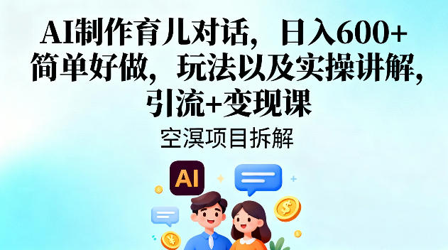 AI制作育儿对话，日入6张+，简单好做，玩法以及实操讲解，引流+变现课-小鹏项目网