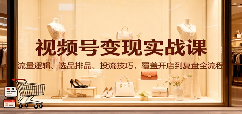 视频号变现实战课：流量逻辑、选品排品、投流技巧，覆盖开店到复盘全流程-小鹏项目网