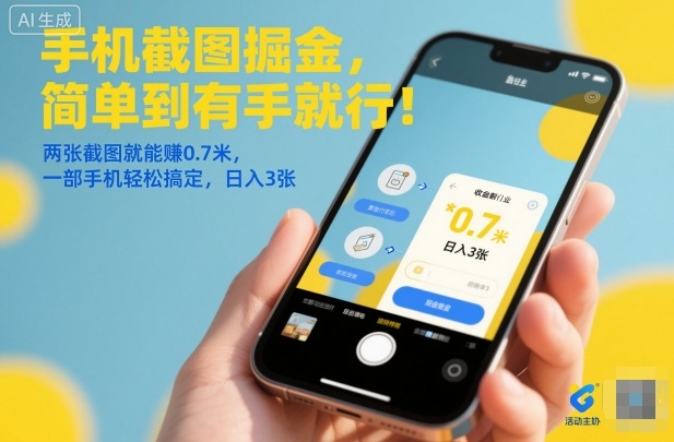 手机截图掘金，简单到有手就行！两张截图就能賺0.7米，一部手机轻松搞定，日入3张【揭秘】-小鹏项目网