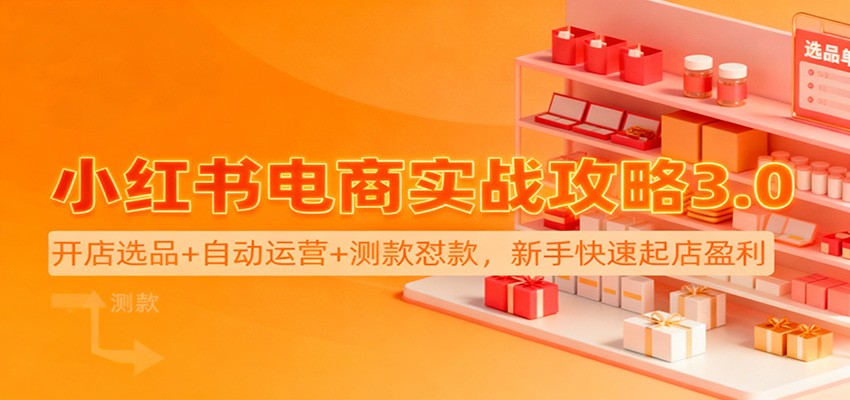 小红书电商实战攻略3.0：开店选品+自动运营+测款怼款，新手快速起店盈利-小鹏项目网