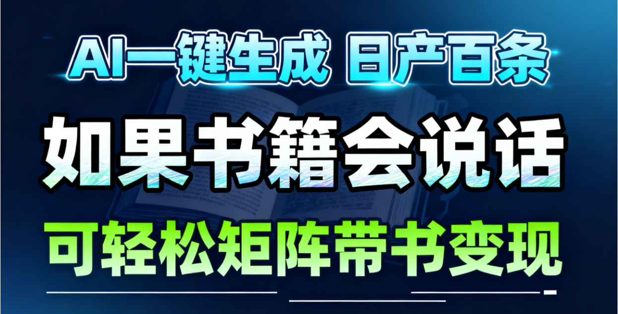 AI书籍会说话，轻松带书变现，月入3W+-小鹏项目网