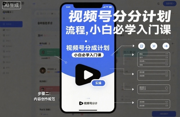 视频号分成计划实操流程，小白必学入门课-小鹏项目网