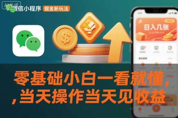 微信小程序掘金新玩法，日入几张，零基础小白一看就懂，当天操作当天见收益【揭秘】-小鹏项目网