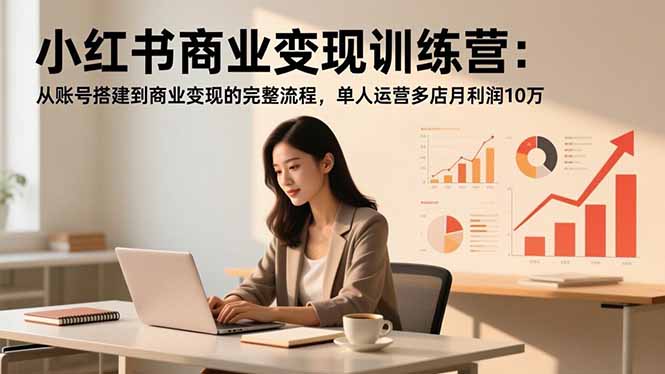 小红书商业变现训练营：从账号搭建到商业变现的完整流程，单人运营多店月利润10万-小鹏项目网