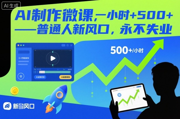 AI制作微课，一小时5张+，普通人新风口，永不失业-小鹏项目网