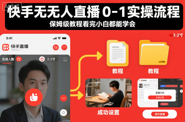 快手无人直播0-1实操流程，保姆级教程看完小白都能学会-小鹏项目网