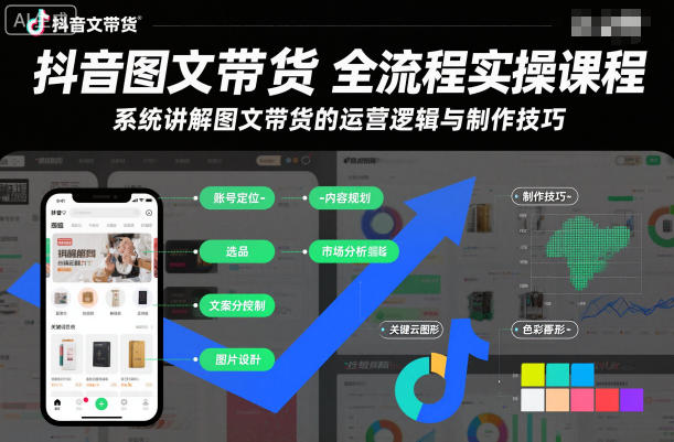 抖音图文带货全流程实操课程，系统讲解图文带货的运营逻辑与制作技巧-小鹏项目网