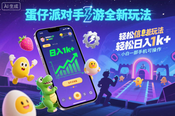 蛋仔派对手游全新玩法，轻松日入1k+，风口信息差玩法，当天见收益，小白一部手机可操作-小鹏项目网