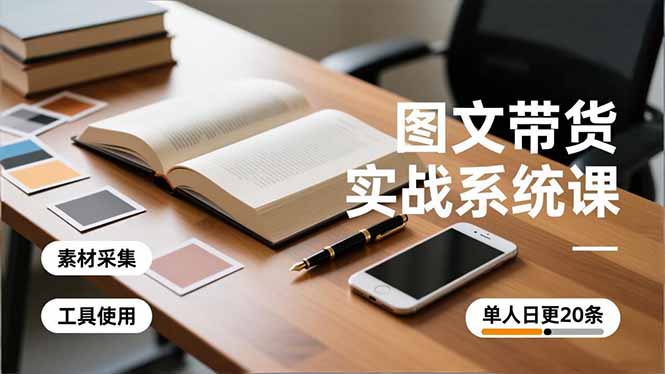 图文带货实战系统课，工具使用、素材采集、防同质化，单人日更20条月入3w+-小鹏项目网