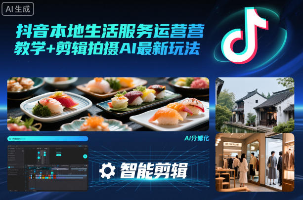 抖音本地生活服务运营教学+剪辑拍摄AI最新玩法-小鹏项目网