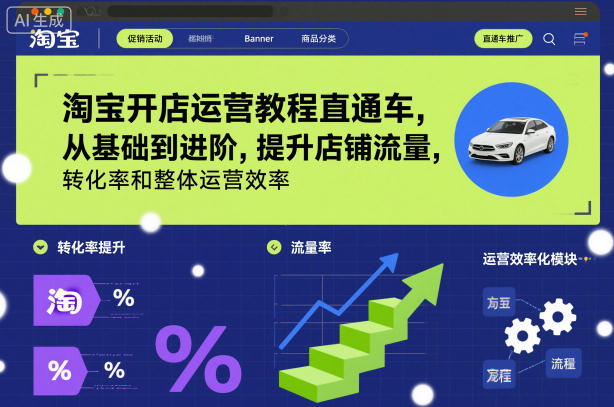 淘宝开店运营教程直通车，从基础到进阶，提升店铺流量，转化率和整体运营效率(更新11月)-小鹏项目网