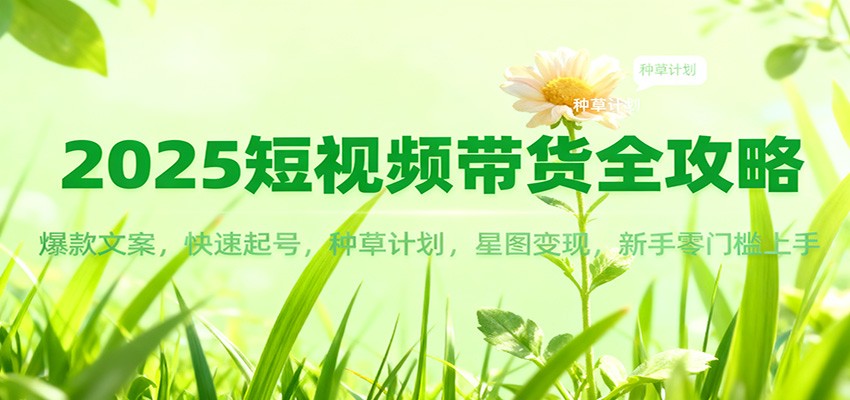 2025短视频带货全攻略：爆款文案，快速起号，种草计划，星图变现，新手零门槛上手-小鹏项目网