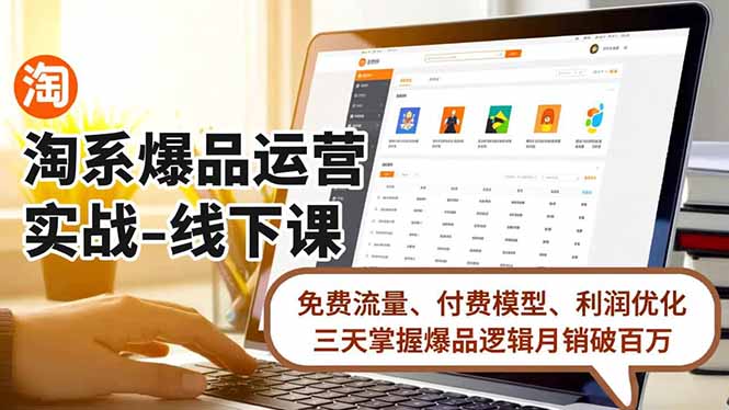 淘系爆品运营实战-线下课，免费流量、付费模型、利润优化，三天掌握爆品逻辑月销破百万-小鹏项目网