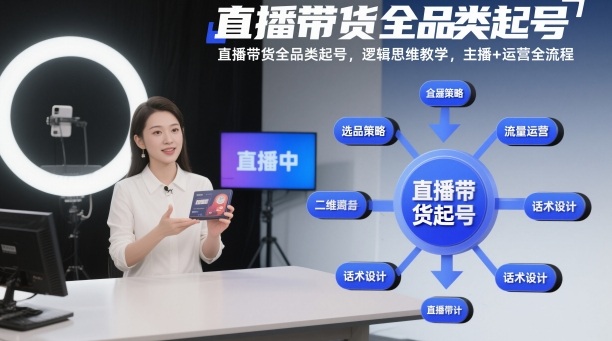 直播带货全品类起号，逻辑思维教学，主播+运营全流程-小鹏项目网