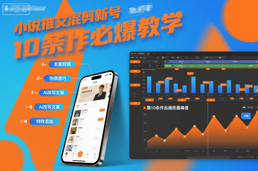 小说推文混剪新号10条必爆教学，伪原创10条作品必爆技巧-小鹏项目网