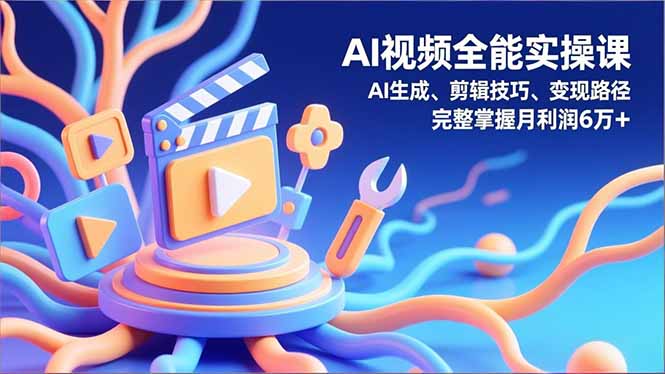 AI视频全能实操课，AI生成、剪辑技巧、变现路径，完整掌握月利润6万+-小鹏项目网