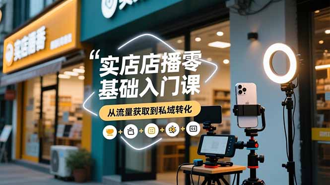 实体店播零基础入门课，实体店+短视频+直播+微信生态+私域社群，从流量获取到私域转化-小鹏项目网