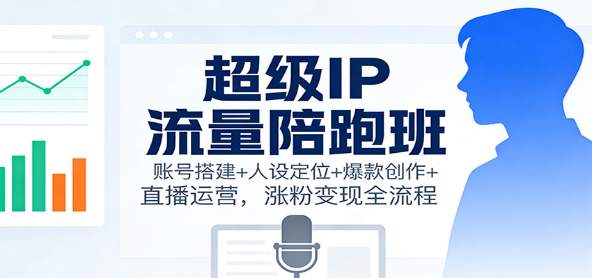 超级IP流量陪跑班：账号搭建+人设定位+爆款创作+直播运营，涨粉变现全流程-小鹏项目网