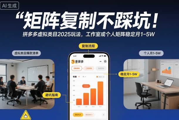 矩阵复制不踩坑！拼多多虚拟类目2025玩法，工作室或者个人矩阵稳定月1-5W【揭秘】-小鹏项目网