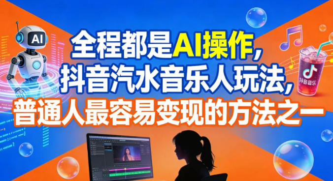 全程都是AI操作，抖音汽水音乐人玩法，普通人最容易变现的方法之一-小鹏项目网
