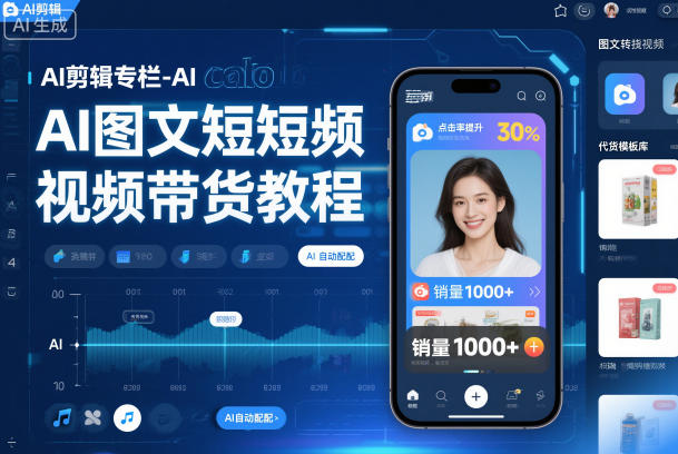 AI剪辑专栏-AI图文短视频带货教程-小鹏项目网