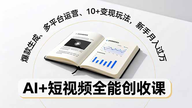 AI+短视频全能创收课，爆款生成、多平台运营、10+变现玩法，新手月入过万-小鹏项目网