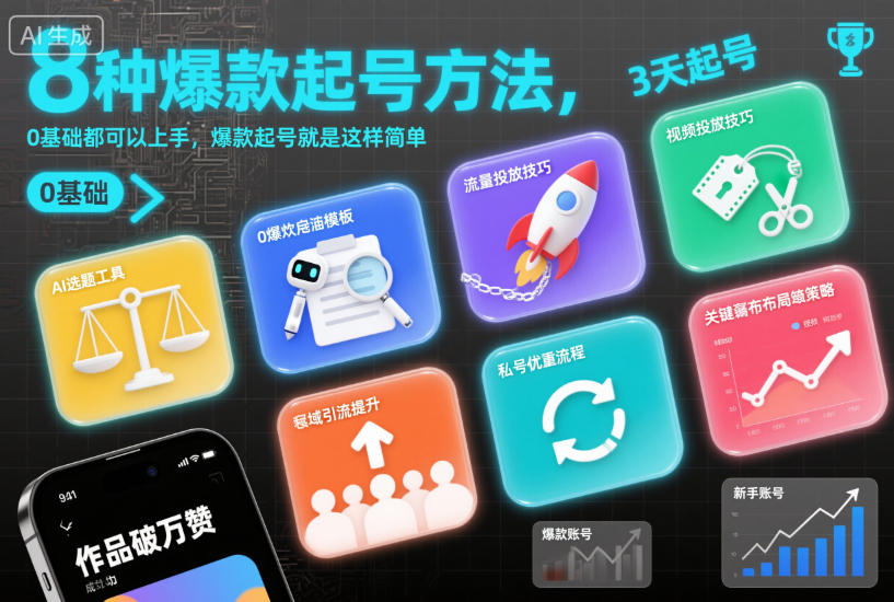 8种爆款起号方法，0基础都可以上手，爆款起号就是这样简单-小鹏项目网