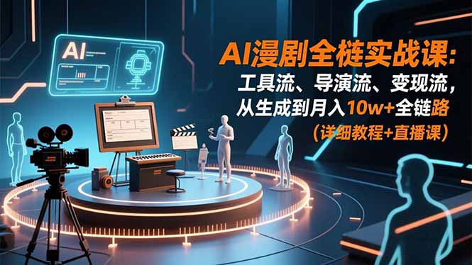 AI漫剧全栈实战课：工具流、导演流、变现流，从生成到月入10w+全链路 (详细教程+直播课-小鹏项目网