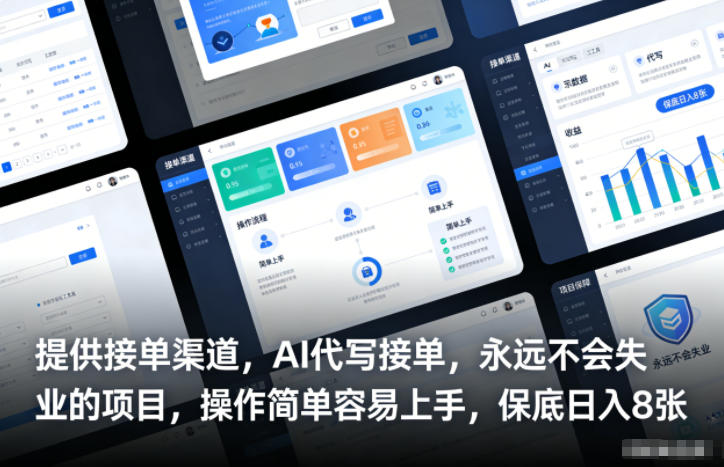 提供接单渠道，AI代写接单，永远不会失业的项目，操作简单容易上手，保底日入8张【揭秘】-小鹏项目网