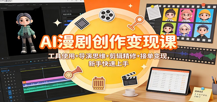 AI漫剧创作变现课：工具使用+导演思维+剪辑精修+接单变现，新手快速上手-小鹏项目网