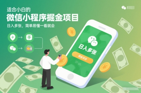 适合小白的微信小程序掘金项目，日入多张，简单易懂一看就会【揭秘】-小鹏项目网