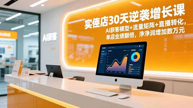 实体店30天逆袭增长课，AI获客模型+流量矩阵+直播转化，单店业绩翻倍，净利润增加数万元-小鹏项目网
