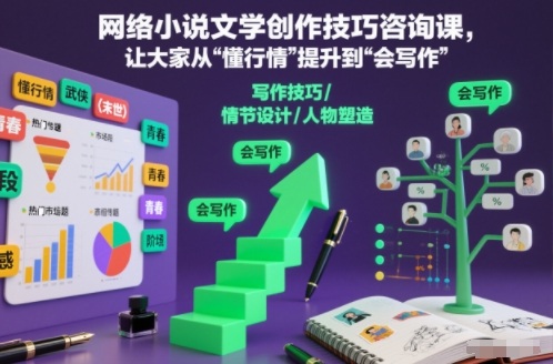 网络小说文学创作技巧咨询课，让大家从“懂行情”提升到”会写作”的高度-小鹏项目网