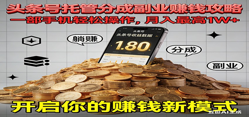 全程托管今日头条，一部手机就可以开干，最高躺赚1W+-小鹏项目网