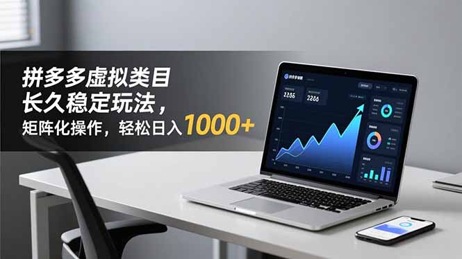 拼多多虚拟类目长久稳定玩法 矩阵化操作，轻松日入 1000+-小鹏项目网