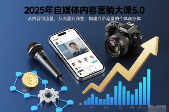 2025年自媒体内容营销大课5.0，从内容到流量，从流量到商业，构建自带流量的个体商业体-小鹏项目网