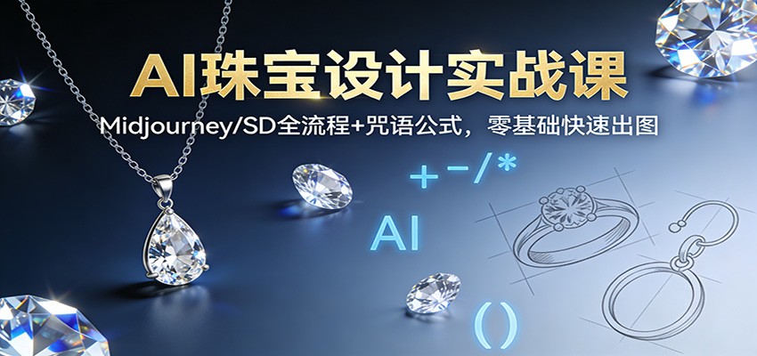 AI珠宝设计实战课：Midjourney/SD全流程+咒语公式，零基础快速出图-小鹏项目网