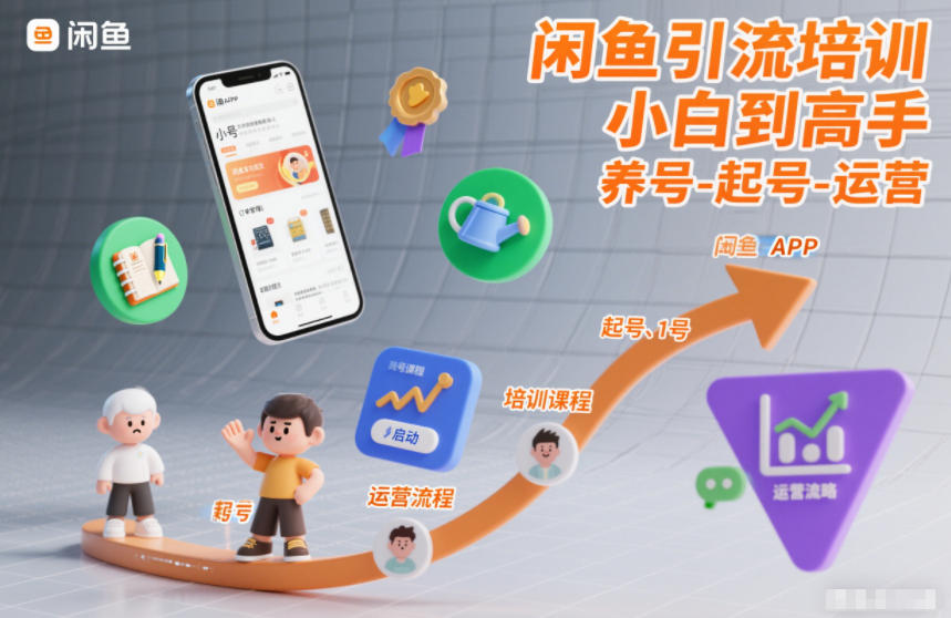 闲鱼引流培训，小白到高手，养号-起号-运营-小鹏项目网