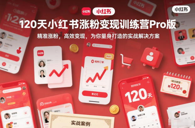120天小红书涨粉变现训练营Pro版，​精准涨粉，高效变现​，为你量身打造的实战解决方案-小鹏项目网