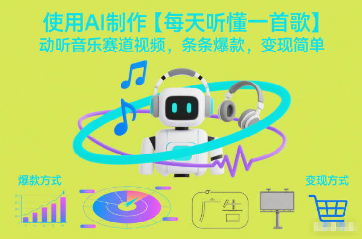 使用AI制作【每天听懂一首歌】动听音乐赛道视频，条条爆款，变现简单-小鹏项目网