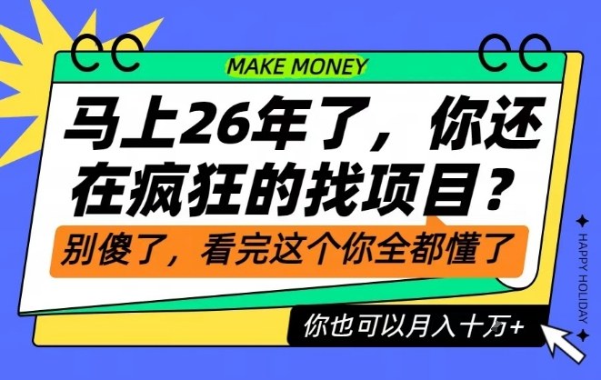 26年了，不要再疯狂的找项目了，看完这个你也可以月入十个W【揭秘】-小鹏项目网
