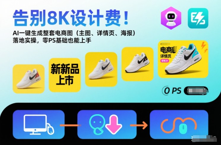 告别8K设计费！AI一键生成整套电商图(主图、详情页、海报)落地实操，零PS基础也能上手-小鹏项目网