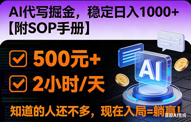 2026风口项目,AI代写掘金，稳定日入1000+，掌握核心技能【附SOP手册】-小鹏项目网