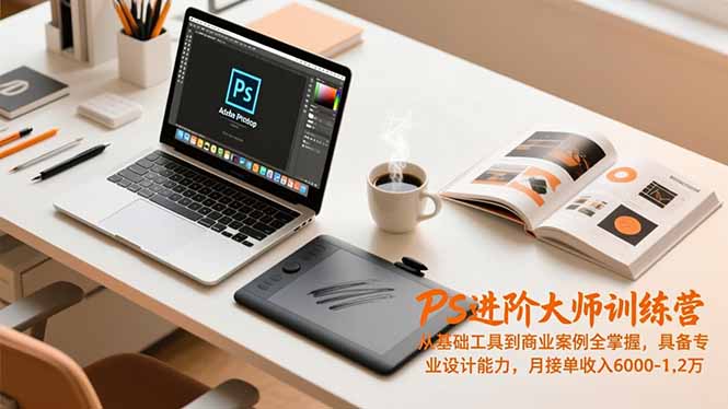 PS进阶大师训练营，从基础工具到商业案例全掌握，具备专业设计能力，月接单收入6000-1.2万-小鹏项目网