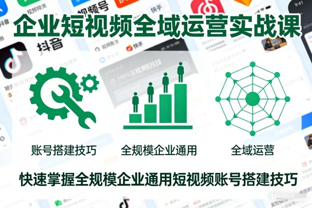 企业短视频全域运营实战课，快速掌握全规模企业通用短视频账号搭建技巧-小鹏项目网