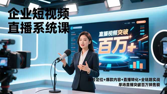 企业短视频直播系统课，账号定位+爆款内容+直播转化+全链路实战，单场直播突破百万销售额-小鹏项目网