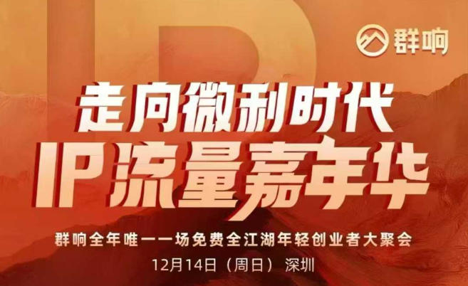 2025ip嘉年华万人12月14深圳线下课，走向微利时代，IP流量嘉年华，实操性极强的商业干货课-小鹏项目网