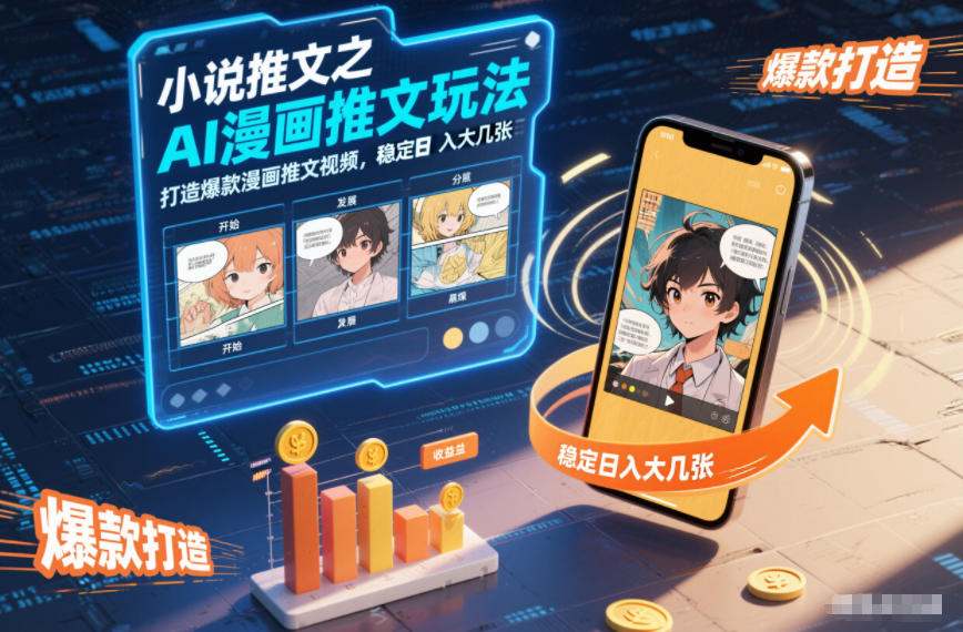 小说推文之AI漫画推文玩法，打造爆款漫画推文视频，稳定日入大几张-小鹏项目网